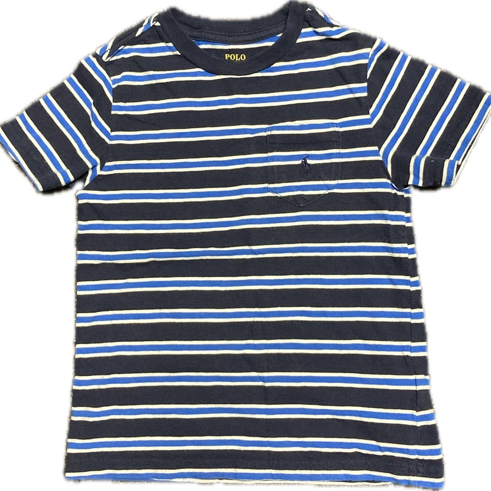 Polo by Ralph Lauren boys 5 Kids Striped Navy Blue T-Shirt